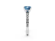 Princess Cut Pavé Solitaire Engagement Ring Setting for a Fancy Blue Lab-Grown Diamond | White Gold