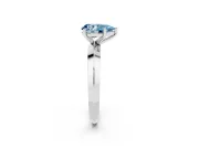 Fancy Blue Pear Cut Diamond Solitaire Engagement Ring Set in White gold with Flat Band and Prong Setting