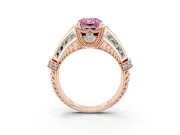 Radiant Cut Vintage Milgrain Engagement Ring Setting for a Fancy Pink Lab-Grown Diamond | Hidden Halo | Rose Gold