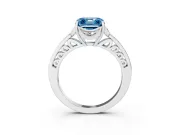 Asscher Cut Floral Pavé Engagement Ring Setting for a Fancy Blue Lab-Grown Diamond | Platinum