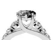 Heart-Shaped Engagement Ring Setting for a Black Center | Sterling Silver