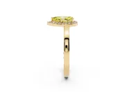 Fancy Yellow Pear Cut Diamond Halo Ring Set in Yellow gold with Solitaire Band and Prong Setting