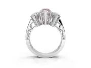 Marquise Three Stone Engagement Ring Setting for a Fancy Pink Lab-Grown Diamond | Beaded Shoulders | Sterling Silver