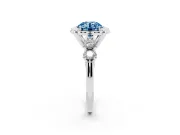 Round Floral Engagement Ring Setting for a Fancy Blue Lab-Grown Diamond | Petal Frame | Platinum