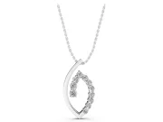 Round Lab-Grown Diamond Marquise Outline Pendant Necklace | Open Leaf Shape | White Gold