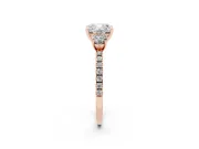 Cushion Cut Three Stone Engagement Ring Setting | Pave Shoulders | Rose Gold
