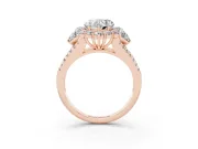 Heart Cut Diamond Halo Split Shank Engagement Ring Set in Rose gold with Prong-Held Center Stone