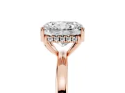 Radiant Cut Hidden Halo Solitaire Engagement Ring Setting | Thin Wire Band | Rose Gold