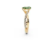 Pear-Shaped Crossover Engagement Ring Setting for a Fancy Green Lab-Grown Diamond | Yellow Gold
