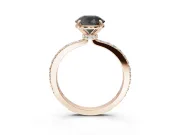 Round Hidden Halo Solitaire Engagement Ring Setting for a Black Center | Pavé Band | Rose Gold