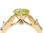 Heart-Shaped Leaf Engagement Ring Setting for a Fancy Yellow Lab-Grown Diamond | Yellow Gold