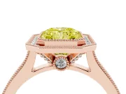 Radiant Cut Vintage Milgrain Halo Engagement Ring Setting for a Fancy Yellow Lab-Grown Diamond | Bezel Head | Rose Gold