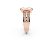Marquise Half Bezel Engagement Ring Setting | Double Row Channel Band | Rose Gold