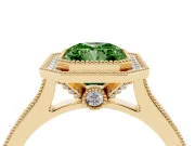 Radiant Cut Vintage Milgrain Halo Engagement Ring Setting for a Fancy Green Lab-Grown Diamond | Bezel Head | Yellow Gold
