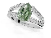 Pear-Shaped Split Shank Pavé Engagement Ring Setting for a Fancy Green Lab-Grown Diamond | Platinum