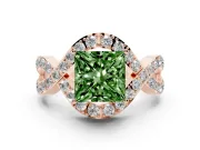 Princess Cut Infinity Twist Engagement Ring Setting for a Fancy Green Lab-Grown Diamond | Rose Gold