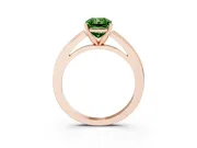Fancy Green Radiant Cut Diamond Solitaire Ring Set in Rose gold with Prong Setting and Classic Band