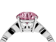 Round Milgrain Solitaire Engagement Ring Setting for a Fancy Pink Lab-Grown Diamond | White Gold