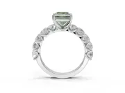 Princess Cut Engagement Ring Setting for a Fancy Green Lab-Grown Diamond | Sterling Silver - Design NV-24455