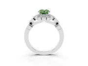 Oval Scalloped Halo Engagement Ring Setting for a Fancy Green Lab-Grown Diamond | Heart Pavé Band | Platinum