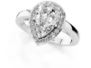 Pear Cut Diamond Halo Ring Set in Platinum with Solitaire Band and Prong Setting