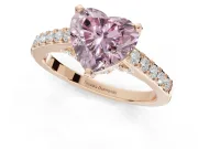 Heart-Shaped Pavé Solitaire Engagement Ring Setting for a Fancy Pink Lab-Grown Diamond | Crossover Gallery | Rose Gold