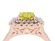 Radiant Cut Halo Split Shank Engagement Ring Setting for a Fancy Yellow Lab-Grown Diamond | Pavé Strands | Rose Gold