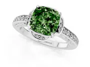 Cushion Cut Floral Pavé Engagement Ring Setting for a Fancy Green Lab-Grown Diamond | White Gold