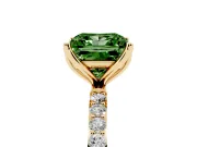 Princess Cut Pave Solitaire Engagement Ring Setting for a Fancy Green Lab-Grown Diamond | Slim Band | Yellow Gold