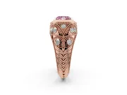 Fancy Pink Princess Cut Diamond Bezel Ring Set in Rose gold with Milgrain Accent Band