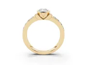 Emerald Cut Half Bezel Engagement Ring Setting | Double Row Channel Band | Yellow Gold