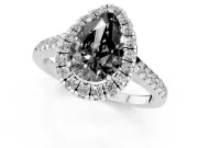 Pear-Shaped Halo Engagement Ring Setting for a Black Center | Pavé Shoulders | Sterling Silver