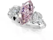 Marquise Three Stone Engagement Ring Setting for a Fancy Pink Lab-Grown Diamond | Tapered Pave Band | Sterling Silver