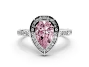 Pear-Shaped Sectioned Halo Engagement Ring Setting for a Fancy Pink Lab-Grown Diamond | White Gold