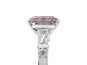 Emerald Cut Tapered Baguette Engagement Ring Setting for a Fancy Pink Lab-Grown Diamond | Sterling Silver