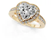 Heart-Shaped Framed Halo Engagement Ring Setting | Graduated Pavé Band | Yellow Gold