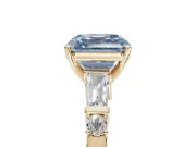 Asscher Cut Tapered Baguette Engagement Ring Setting for a Fancy Blue Lab-Grown Diamond | Bar Set Sides | Yellow Gold