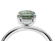 Radiant Cut Hidden Halo Ring Setting for a Fancy Green Lab-Grown Diamond | Platinum