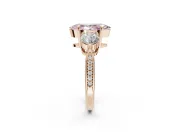 Marquise Three Stone Engagement Ring Setting for a Fancy Pink Lab-Grown Diamond | Tapered Pave Band | Rose Gold