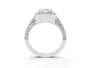 Princess Cut Vintage Milgrain Halo Engagement Ring Setting | Side Stones and Pave | Platinum
