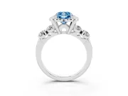 Cushion Cut Floral Engagement Ring Setting for a Fancy Blue Lab-Grown Diamond | Petal Frame and Side Stones | Platinum
