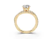 Round Twisted Pavé Solitaire Engagement Ring Setting | Three-Strand Band | Yellow Gold