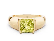 Princess Cut Half Bezel Solitaire Engagement Ring Setting for a Fancy Yellow Lab-Grown Diamond | Wide Band | Yellow Gold