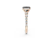 Radiant Cut Graduated Side Stone Engagement Ring Setting for a Black Center | Rose Gold