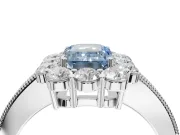 Emerald Cut Vintage Halo Engagement Ring Setting for a Fancy Blue Lab-Grown Diamond | White Gold