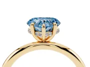Heart-Shaped Hidden Halo Ring Setting for a Fancy Blue Lab-Grown Diamond | Yellow Gold