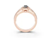 Pear-Shaped Halo Engagement Ring Setting for a Black Center | Two-Row Pavé Split Shank | Rose Gold