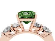 Princess Cut Five Stone Engagement Ring Setting for a Fancy Green Lab-Grown Diamond | Prong Set Side Stones | Rose Gold