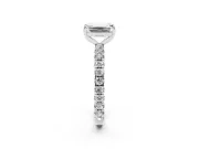 Emerald Cut Diamond Pavé Solitaire Ring Set in Silver with Round Band and Prong Setting