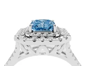 Radiant Cut Halo Split Shank Engagement Ring Setting for a Fancy Blue Lab-Grown Diamond | Sterling Silver